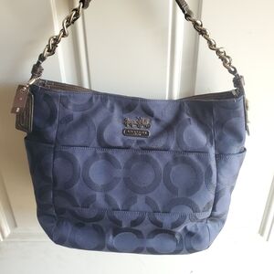 Coach Dark Blue Patterned Shoulder Bag